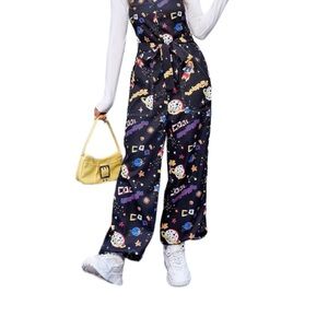 SHEIN Letter M Cartoon Graphic Belted Overall Jumpsuit Outer Space Jogger Jumper